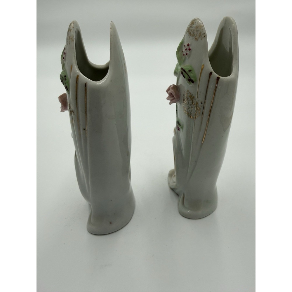 Vintage Porcelain Double Bud Vases, - Picture 6 of 8